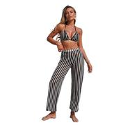 ZEPFJHE Confezione da 3 costumi da bagno a righe ad asciugatura rapida, da donna, con pantaloni lunghi, tessuto traspirante per sport acquatici attivi, costume da bagno separato