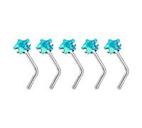 ZEPFJHE Confezione da 5 pratici e robusti gioielli da naso in lega anelli e borchie a forma di L e design a cerchio con accento CZ abbigliamento casual accessori per il naso alla moda, A, come