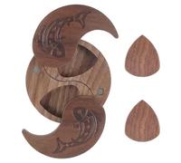 ZEPFJHE Contenitore portatile per plettro, in legno, girevole, aperto, facile da trasportare, D