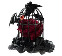 ZEPFJHE Copricapo nero con velo a gabbia con delicati accenti floreali per eventi cosplay e abiti da sera cappello gotico a gabbia per uccelli