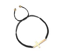 ZEPFJHE Crocifisso intrecciato semplice con lunghezza regolabile alla moda intrecciato Handchain gioielli unisex per l'uso quotidiano gioielli di coppia, Misura unica, come descritto