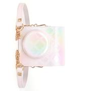 ZEPFJHE Custodia per fotocamera a scacchi ricamata, in pelle PU, morbida, per Mini12, con tracolla, bianco, Set Bagagli