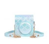 ZEPFJHE Custodia per fotocamera a scacchi ricamata, in pelle PU, morbida, per Mini12, con tracolla, Blu, Set Bagagli