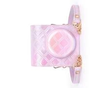 ZEPFJHE Custodia per fotocamera a scacchi ricamata, in pelle PU, morbida, per Mini12, con tracolla, Viola chiaro, Set Bagagli