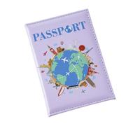 ZEPFJHE Custodia per passaporti in pelle PU porta carte di credito stampa a colori copertine passaporti globali accessori da viaggio per donne e uomini, Viola