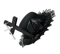 ZEPFJHE Dark Series Crossed Decors Copricapo Piccolo Cappello Copricapo Con Rose Flower Pizzo Trim Per feste a tema Dressingup Puntelli Cosplay Party Clip per capelli