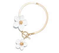 ZEPFJHE Delicata cavigliera a catena in osso di serpente per le donne 27 cm design floreale leggero estati gioielli sei colori cavigliera comoda da indossare tutti i giorni, Misura unica, come