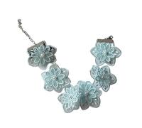 ZEPFJHE Delicato pizzo fiore collana con perle finte lunghezza regolabile collo accessorio per matrimoni e feste accessori moda donna, Misura unica, come descritto, come descritto