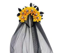 ZEPFJHE Delicato velo nero copricapo strega cappello da strega copricapo Cosplay strega copricapo per Halloween Cosplay e moda gotica strega copricapo da sposa
