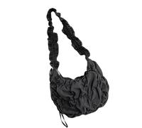 ZEPFJHE Donne Colore Solido Gnocchi Borsa Grande Capacità Crossbody Pendolarismo Spalla Casual Pieghe Messaggeri Donne Grande Capacità Spalla Trendy Nube Tinta unita Crossbody, Nero , One Size