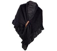 ZEPFJHE Donne Scialle Wrap Poncho Coperta Calda Per Ufficio Outdoor Matrimonio Aperto Frontale Wrap Poncho Sciarpa Knit Mantelle Inverno Avvolge Mantelle Donne, Nero , Taglia unica
