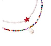 ZEPFJHE Double Layer Seashells Collana A Sospensione Decorazione Portatile Per Amanti Oceanici E Accessori Alla Alla Collana A Strati