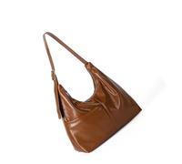 ZEPFJHE Elegante borsa a tracolla di grande capacità morbida in PU texture leggera borsa pratica essenziale Undrearm Bag, Marrone