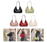 ZEPFJHE Elegante borsa a tracolla in PU con finitura lucida, lussuosa borsa ascellare per spostamenti quotidiani e riunioni sociali borsa alla moda, Nero , One Size