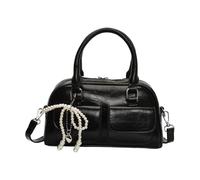 ZEPFJHE Elegante borsa in pelle PU con fiocchi staccabili fascino borse a tracolla per le donne spaziosa borsa a tracolla interna alla moda con ciondolo decorativo, Nero , One Size