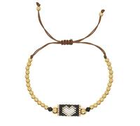 ZEPFJHE Elegante catena da polso intrecciata con cristalli fatti a mano e perline in rame dorato per una vestibilità versatile, lunghezza regolabile, Misura unica, come descritto
