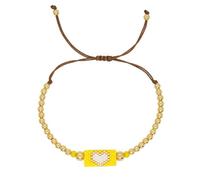 ZEPFJHE Elegante catena da polso intrecciata con cristalli fatti a mano e perline in rame dorato per una vestibilità versatile, lunghezza regolabile, Misura unica, come descritto