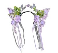 ZEPFJHE Elegante cerchietto per capelli con frange a forma di farfalla per costume da Han evento culturale raccolta fascia per capelli styling decorazione fiore copricapo