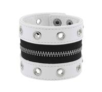 ZEPFJHE Elegante cinturino largo punk rock in morbida pelle PU con borchie metalliche e disegni cerniera accessorio punk alla moda con dettaglio cerniera, Misura unica, come descritto