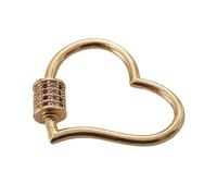 ZEPFJHE Elegante ciondolo a forma di cuore con zirconia cubica, chiusura a vite, adatto per donne e uomini alla moda, accessori per la creazione di gioielli, Misura unica, come descritto, come