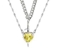 ZEPFJHE Elegante collana con ciondolo a forma di cuore e spade che offre una miscela di personalità e significato per la moda e giovanile con doppia catena di design, Misura unica, come descritto