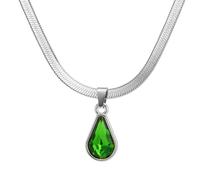 ZEPFJHE Elegante collana con ciondolo a forma di goccia con cristallo in acciaio inox, collana girocollo fatta a mano, per uso quotidiano e occasioni speciali, blue crystal, come descritto, come