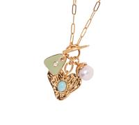 ZEPFJHE Elegante collana con ciondolo colorato realizzato in robusto acciaio per donne alla moda da indossare comodamente per uso quotidiano e occasioni formali, Misura unica, come descritto, come