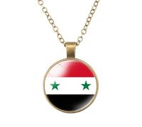 ZEPFJHE Elegante collana con ciondolo con bandiere siriane che simboleggia orgoglio nazionale e identità culturale in materiali robusti abbigliamento casual ciondolo simbolo culturale, Misura unica