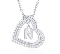 ZEPFJHE Elegante collana con iniziale a forma di cuore, con robusta lega di zirconia, ideale per regali romantici, da donna, per uso quotidiano, per feste, C, come descritto, come descritto