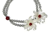 ZEPFJHE Elegante collana da donna con eleganti perle e fiori, catena regolabile per comfort e versatilità, collana con fiori di perle