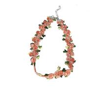 ZEPFJHE Elegante collana in tessuto vintage ispirato delicato ricamo floreale gioielli per donne ragazze versatile retrò panno ciondolo collana, Misura unica, come descritto, come descritto