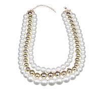 ZEPFJHE Elegante collana multistrato di perle finte con stili punk adatta per donne alla moda abiti eleganti perle finte collana punk, Misura unica, come descritto, come descritto