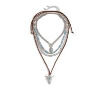 ZEPFJHE Elegante Collana Perline Turchese Con Catena Multi -strati Regolabile A Catena Clavicola Elistica Scollana Per Le Feste