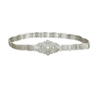 ZEPFJHE Elegante Fantasia Catena Della Vita Delle Donne Del Metallo Della Cintura Retro Carving Cintura Per Le Donne Alla Moda Durabilità Catena Del Metallo, Colore: bianco argentato., Taglia unica