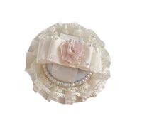 ZEPFJHE Elegante fermaglio per capelli a cilindro in miniatura, stile Lolitas, pizzo e perle, ornato per feste, gioielli alla moda decorativi per capelli, Misura unica, come descritto