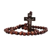 ZEPFJHE Elegante rosario in legno splendidamente realizzato con perline per offrire un tocco elegante alle tue preghiere, Misura unica, come descritto, come descritto