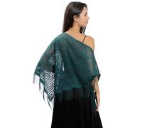 ZEPFJHE Elegante sciarpa a triangolo in pizzo per donne abbigliamento quotidiano scialle con frange per cerimonie nuziali e serate serali sciarpa in pizzo, Nero verde, Taglia unica