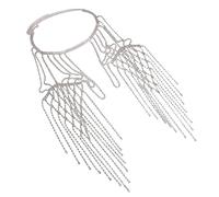 ZEPFJHE Elegante Strass Nappe Catena Spalla Mano Perline Collana Collare Per Signora Strass Collana Per Partito/Club Catena Moda Scintillante, Misura unica, come descritto, come descritto