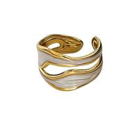 ZEPFJHE Eleganti anelli aperti con design unico con rughe e lavorazione cava con olio bianco per un look alla moda accessori alla moda per le donne, Misura unica, come descritto, come descritto