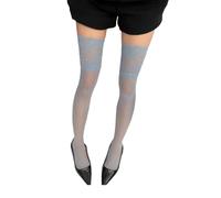 ZEPFJHE Eleganti calze a rete in pizzo calze alte alla coscia retrò motivo floreale elastico in nylon sopra il ginocchio calze per le donne 8 colori opzione legwear donna, Azzurro, Taglia unica