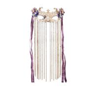 ZEPFJHE Eleganti nappe in lega fatte a mano, velo con frange per il viso, accessori per artisti di danza e amanti dei costumi, festival tradizionali, Misura unica, come descritto