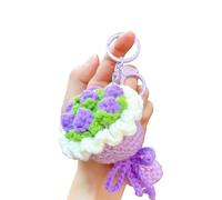 ZEPFJHE Estetico Crochet Rose Bouquet Catena per Amici Coppie Borse Charms per Borse, Viola