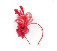 ZEPFJHE Fascinator da sposa regolabile con fiore cappello con fascia e clip alla moda copricapo per damigelle d'onore carnevale festival fasce con piume per accessori moda donna