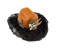 ZEPFJHE Fermaglio per capelli a forma di cappello punk antico con ingranaggi metallici con finiture in pizzo punk cappello forcina accessori per feste a tema copricapo accessorio per capelli cosplay