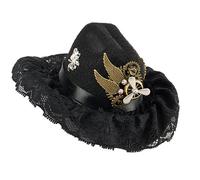 ZEPFJHE Fermaglio per capelli a forma di cappello punk antico con ingranaggi metallici con finiture in pizzo punk cappello forcina accessori per feste a tema copricapo accessorio per capelli cosplay