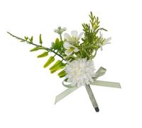 ZEPFJHE Fiore all'occhiello in seta per sposo e testimone con foglie e per cerimonia di nozze, E, Taglia unica