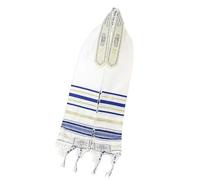 ZEPFJHE Frangia messianica respirabile di Tallit della sciarpa per le cerimonie e lo scialle culturale del poliestere di evento, Blu reale, M