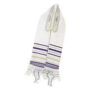 ZEPFJHE Frangia messianica respirabile di Tallit della sciarpa per le cerimonie e lo scialle culturale del poliestere di evento, R, M