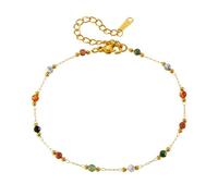 ZEPFJHE Gioielli con perline di pietra colorata versatile collana fatta a mano cavigliera pietre preziose accessorio in rilievo per abbigliamento casual accessori alla moda giovanile, Misura unica