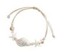 ZEPFJHE Handmade Beach Styles Handchain Star Fish Conch Con Perline In Ceramica E Cavo Intrecciato Spiaggia Accessori Vacanze Gioielli fatti a Mano, Misura unica, come descritto
